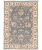 Hand Knotted Sultanabad Farhan Wool Rug - 4'1'' x 5'8'' 4' 1" X 5' 8" ( 124 X 173 ) / Grey / Ivory