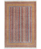 Hand Knotted Shaal Wool Rug - 6'8'' x 9'6'' 6' 8" X 9' 6" ( 203 X 290 ) / Taupe / Blue