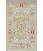 Hand Knotted  Farhan Wool Rug - 5'4'' x 8'8'' 5' 4" X 8' 8" ( 163 X 264 ) / Gold / Ivory