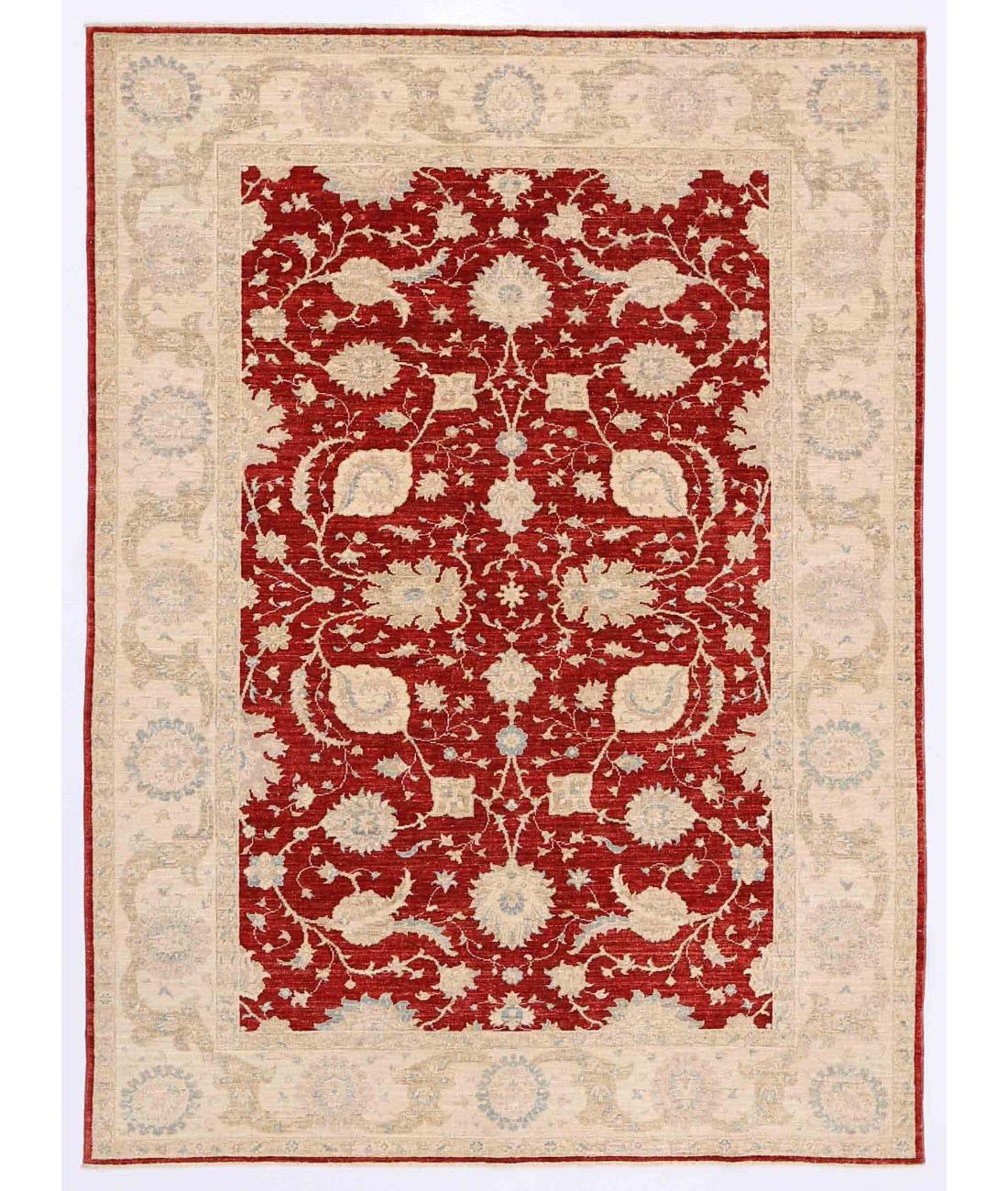 Hand Knotted Sultanabad Farhan Wool Rug - 5'7'' x 7'9'' 5' 7" X 7' 9" ( 170 X 236 ) / Red / Ivory