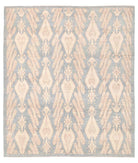 Hand Knotted Ikat Wool Rug - 8'2'' x 9'9'' 8' 2" X 9' 9" ( 249 X 297 ) / Blue / Ivory