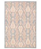 Hand Knotted Ikat Wool Rug - 6'2'' x 9'2'' 6' 2" X 9' 2" ( 188 X 279 ) / Blue / Ivory