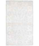 Hand Knotted Oushak Wool Rug - 2'10'' x 4'10'' 2' 10" X 4' 10" ( 86 X 147 ) / Blue / Ivory