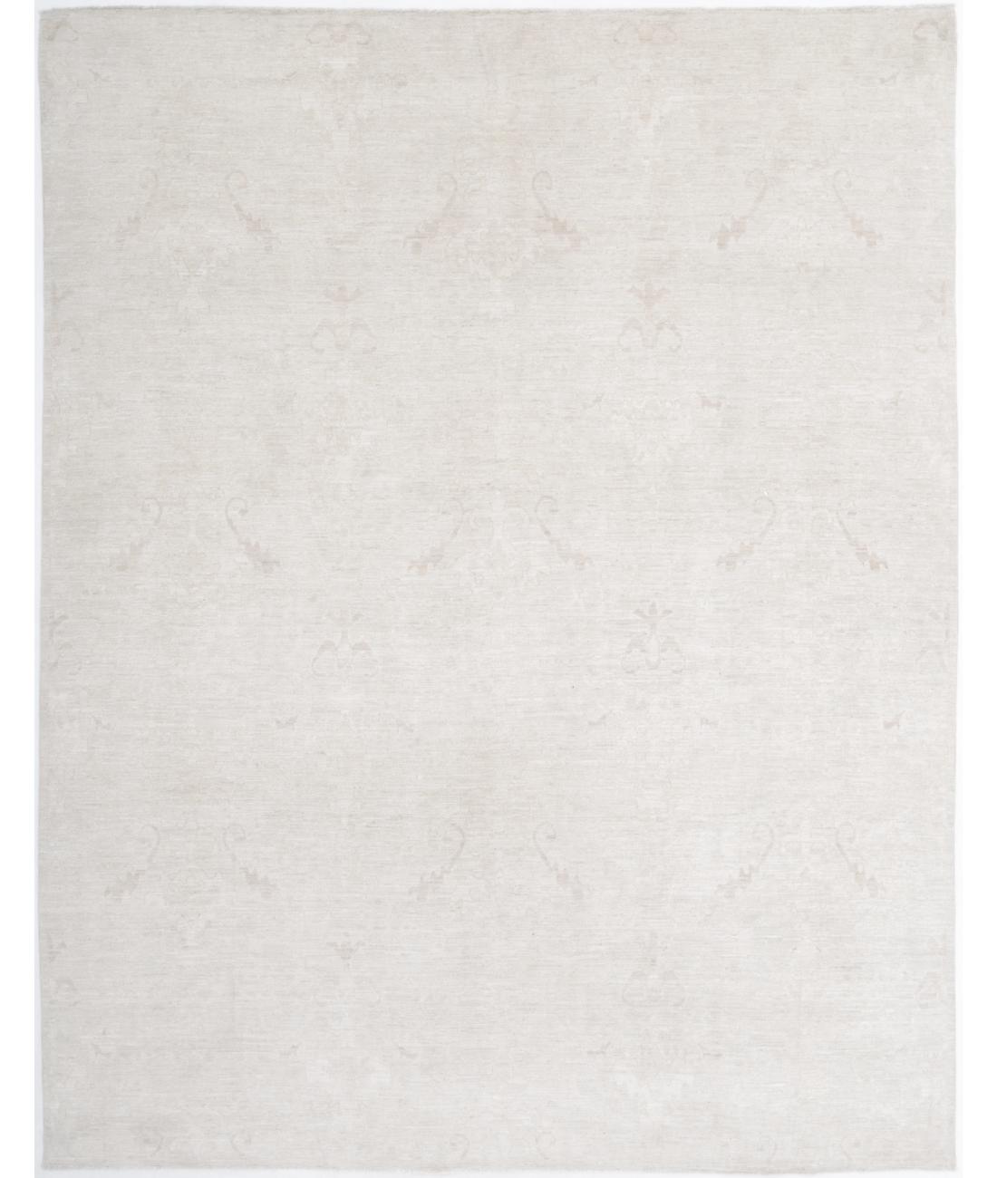 Hand Knotted Fine Ziegler Wool Rug - 7'11'' x 9'11'' 7' 11" X 9' 11" ( 241 X 302 ) / Ivory / Ivory