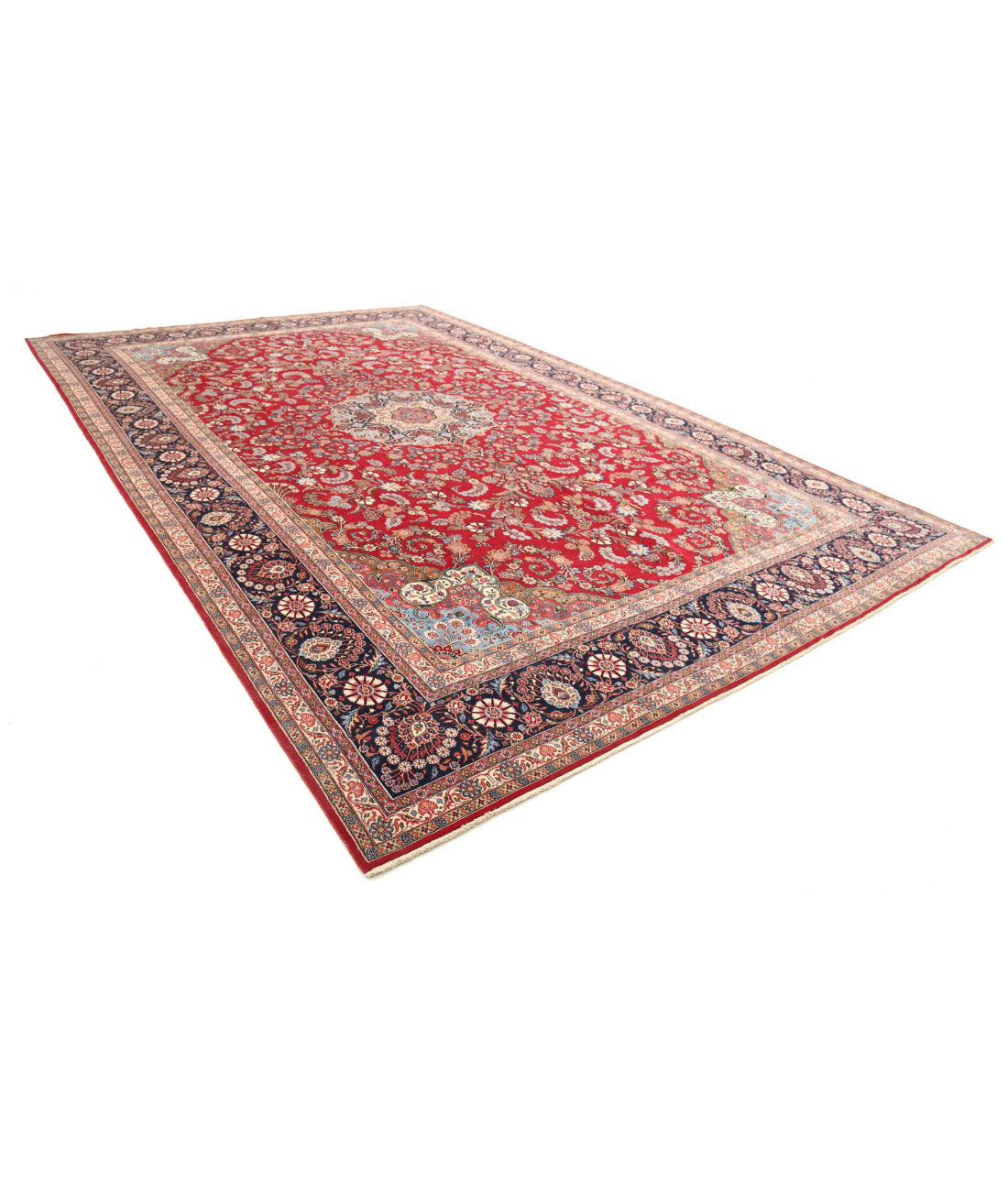 Kerman 10'11'' X 16'6'' Hand-Knotted Wool Rug 10'11'' x 16'6'' (328 X 495) / Red / Blue