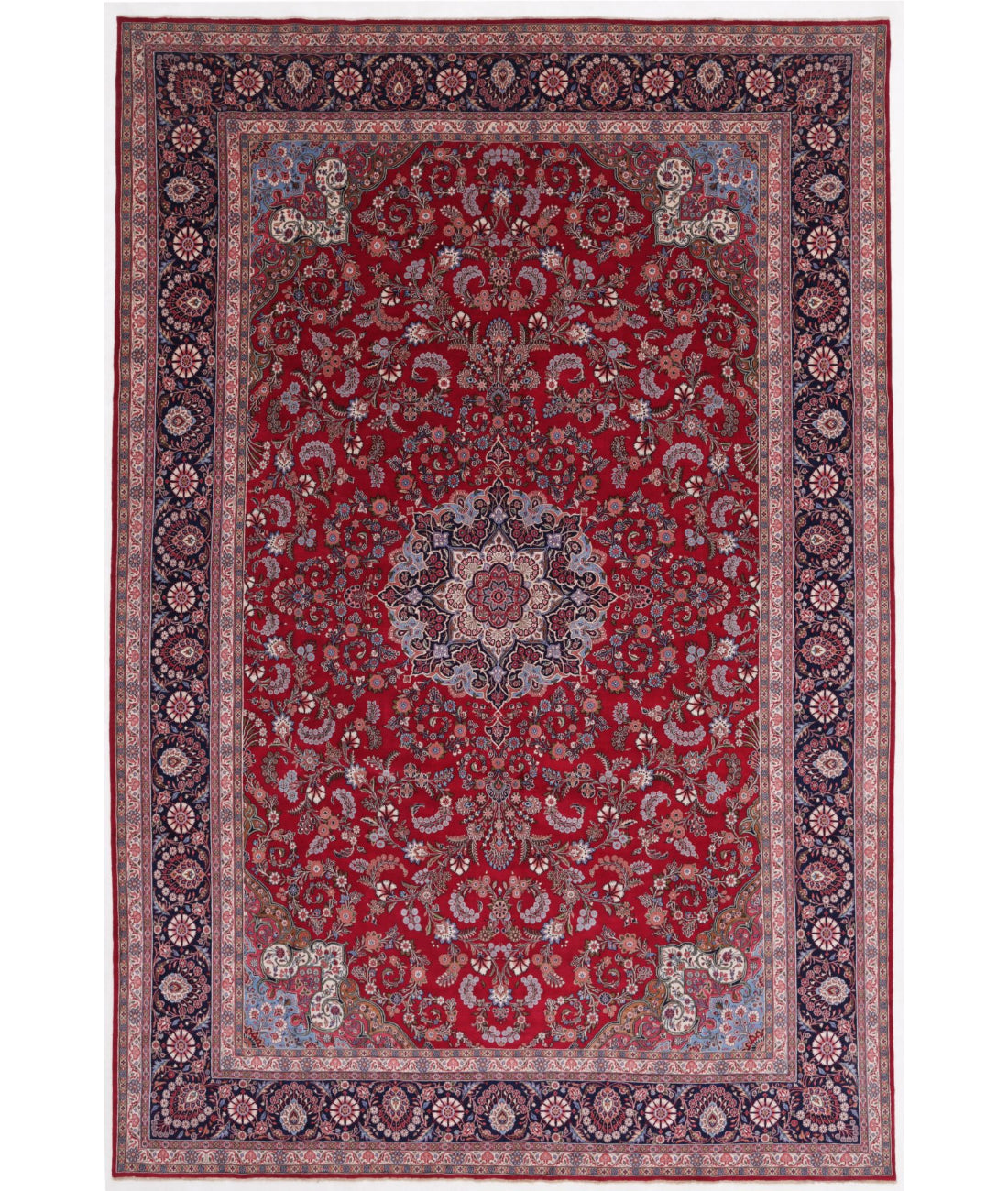 Kerman 10'11'' X 16'6'' Hand-Knotted Wool Rug 10'11'' x 16'6'' (328 X 495) / Red / Blue