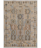 Hand Woven Maimana Kilim Wool Kilim Rug - 8'2'' x 11'4'' 8' 2" X 11' 4" ( 249 X 345 ) / Ivory / Taupe