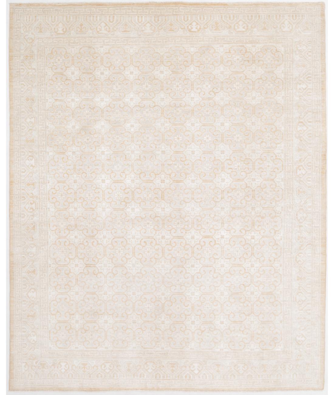 Hand Knotted Khotan Wool Rug - 8'11'' x 11'4'' 8' 11" X 11' 4" ( 272 X 345 ) / Rust / Ivory