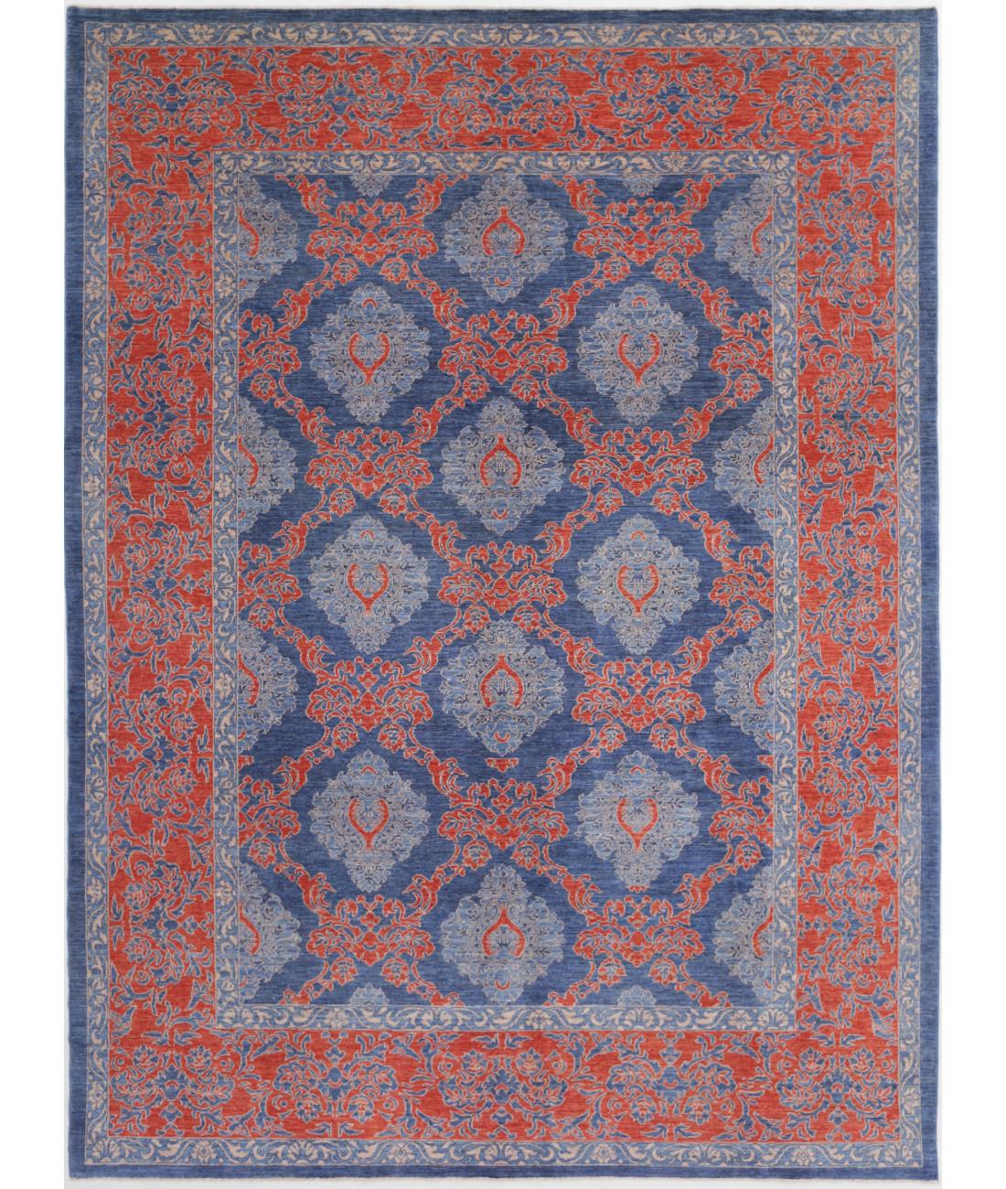 Hand Knotted Artemix Wool Rug - 9'1'' x 12'4'' 9' 1" X 12' 4" ( 277 X 376 ) / Blue / Red