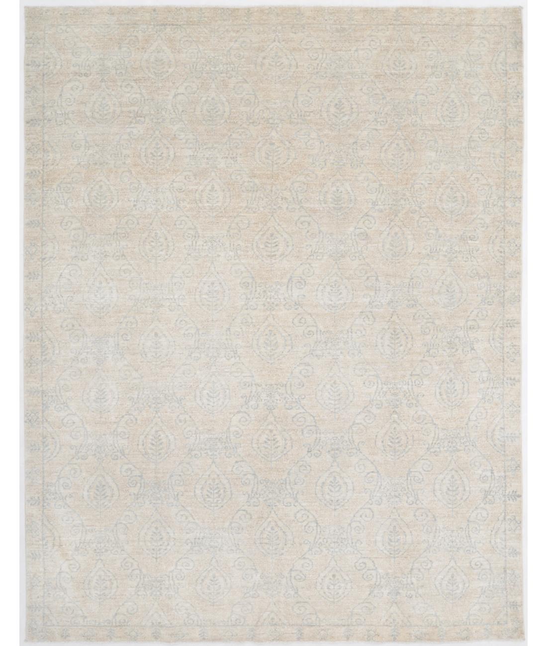 Hand Knotted Artemix Wool Rug - 7'9'' x 10'0'' 7' 9" X 10' 0" ( 236 X 305 ) / Beige / Blue