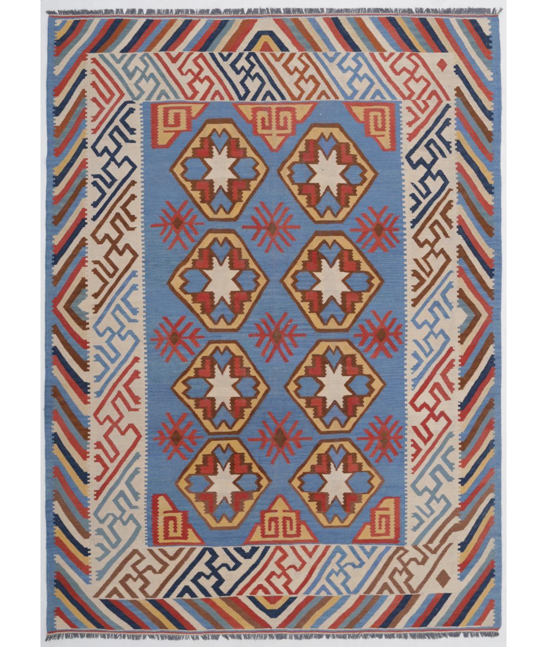 Hand Woven Kafkas Kilim Wool Kilim Rug - 6'8'' x 8'11'' 6' 8" X 8' 11" ( 203 X 272 ) / Multi / Multi