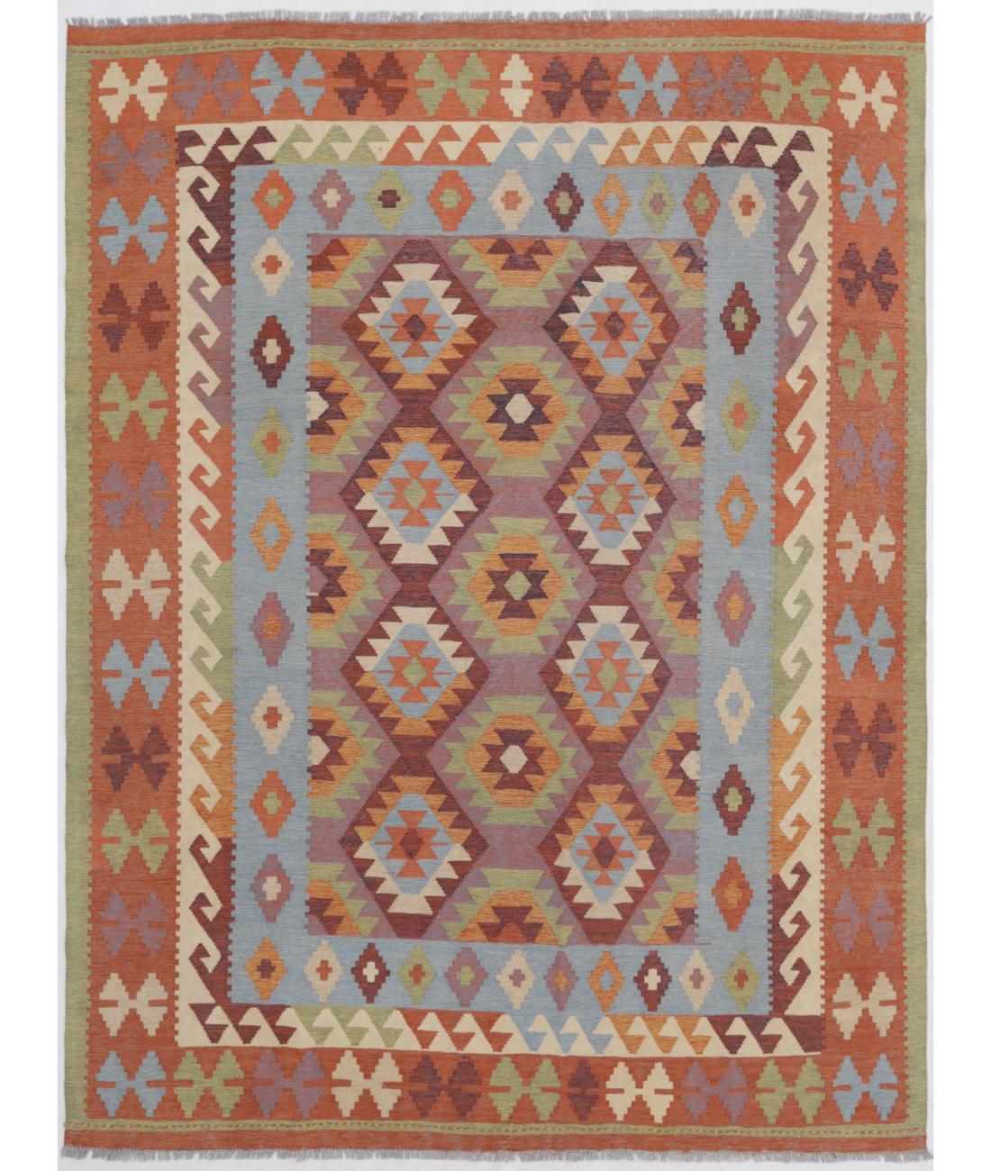 Hand Woven Kafkas Kilim Wool Kilim Rug - 6'4'' x 8'4'' 6' 4" X 8' 4" ( 193 X 254 ) / Multi / Multi