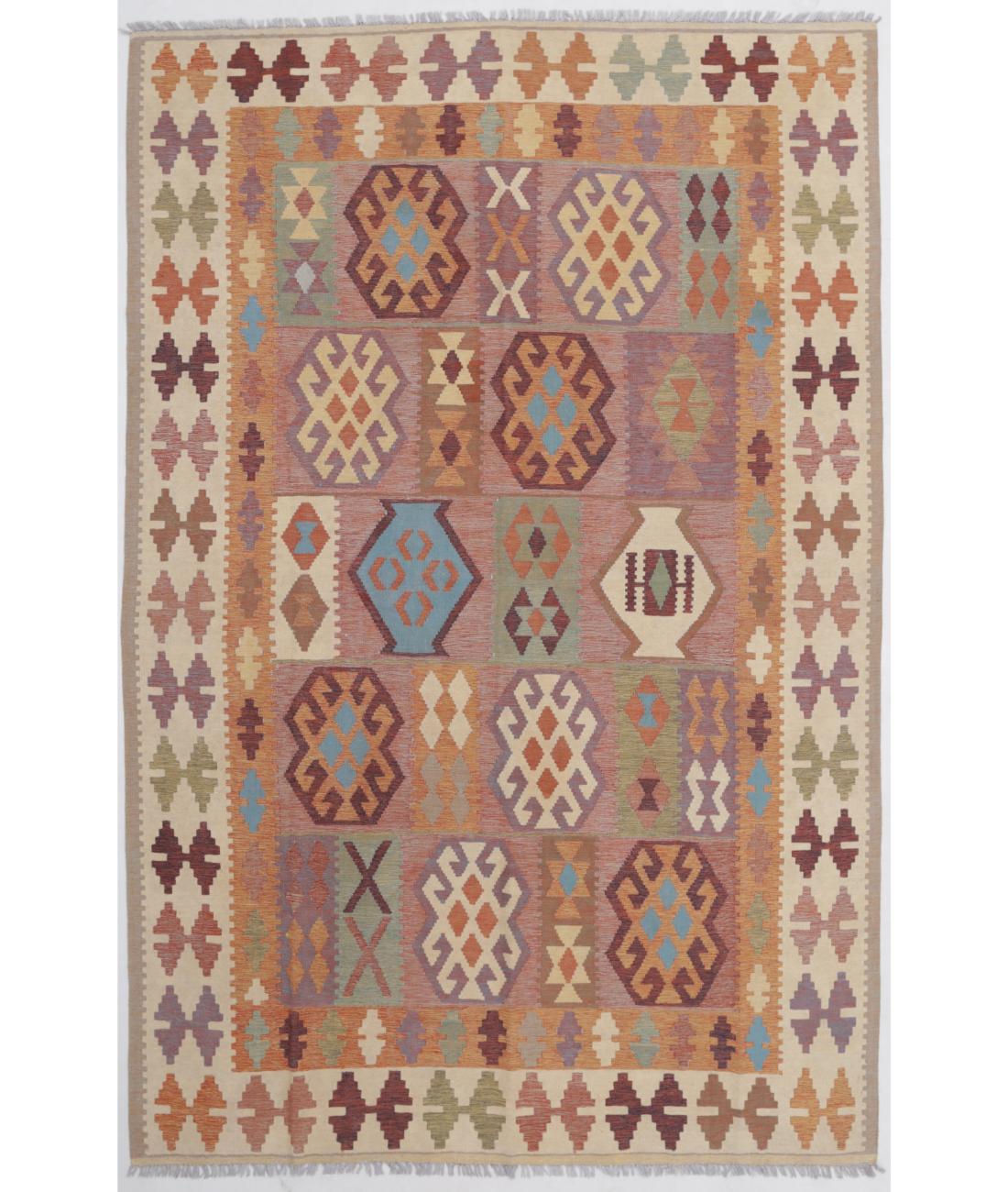 Hand Woven Kafkas Kilim Wool Kilim Rug - 5'10'' x 9'2'' 5' 10" X 9' 2" ( 178 X 279 ) / Multi / Multi