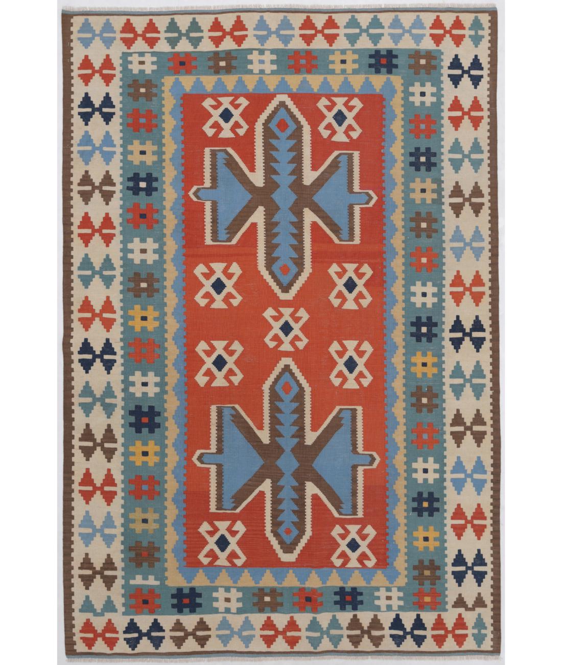 Hand Woven Kafkas Kilim Wool Kilim Rug - 5'9'' x 8'8'' 5' 9" X 8' 8" ( 175 X 264 ) / Multi / Multi