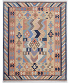 Hand Woven Kafkas Kilim Wool Kilim Rug - 8'1'' x 10'0'' 8' 1" X 10' 0" ( 246 X 305 ) / Multi / Blue