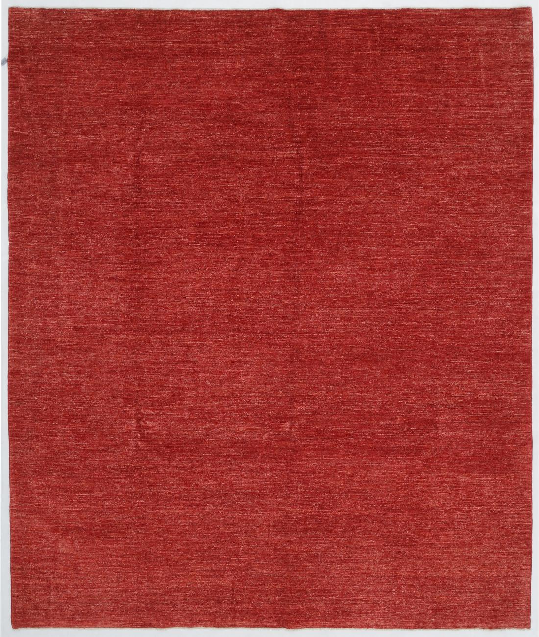 Hand Knotted Overdye Wool Rug - 8'1'' x 9'7'' 8' 1" X 9' 7" ( 246 X 292 ) / Red / Red