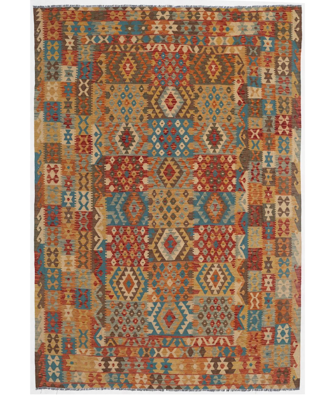 Hand Woven Maimana Kilim Wool Kilim Rug - 7'10'' x 11'0'' 7' 10" X 11' 0" ( 239 X 335 ) / Multi / Multi