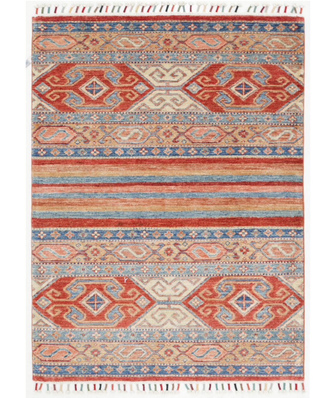 Hand Knotted Khurjeen Wool Rug - 3'6'' x 4'9'' 3' 6" X 4' 9" ( 107 X 145 ) / Multi / Multi