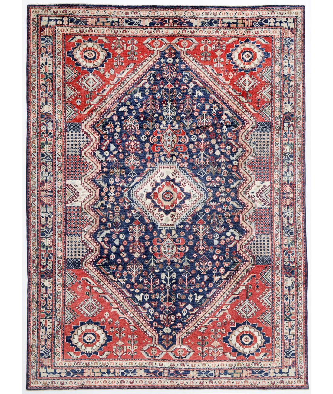 Hand Knotted Oushak Oushak Wool Rug - 9'3'' x 12'8'' 9' 3" X 12' 8" ( 282 X 386 ) / Blue / Ivory