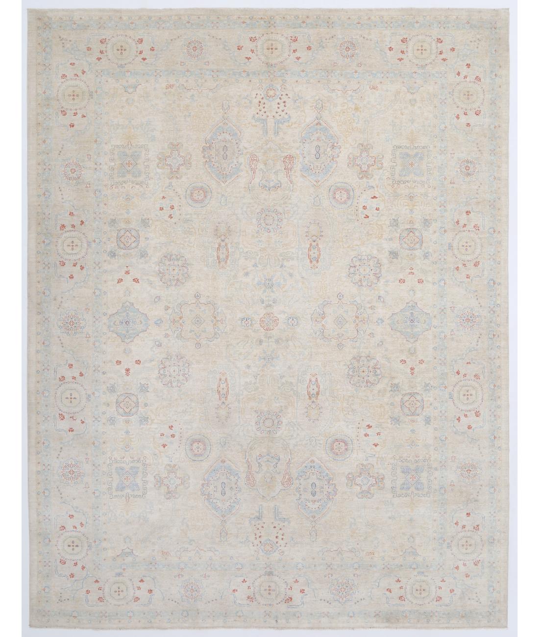 Hand Knotted Ariana Haji Jalili Wool Rug - 9'2'' x 11'9'' 9' 2" X 11' 9" ( 279 X 358 ) / Ivory / Blue