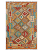 Hand Woven Maimana Kilim Wool Kilim Rug - 3'3'' x 5'0'' 3' 3" X 5' 0" ( 99 X 152 ) / Multi / Multi