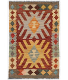 Hand Woven Maimana Kilim Wool Kilim Rug - 1'11'' x 2'11'' 1' 11" X 2' 11" ( 58 X 89 ) / Multi / Multi