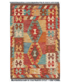 Hand Woven Maimana Kilim Wool Kilim Rug - 2'2'' x 3'3'' 2' 2" X 3' 3" ( 66 X 99 ) / Multi / Multi