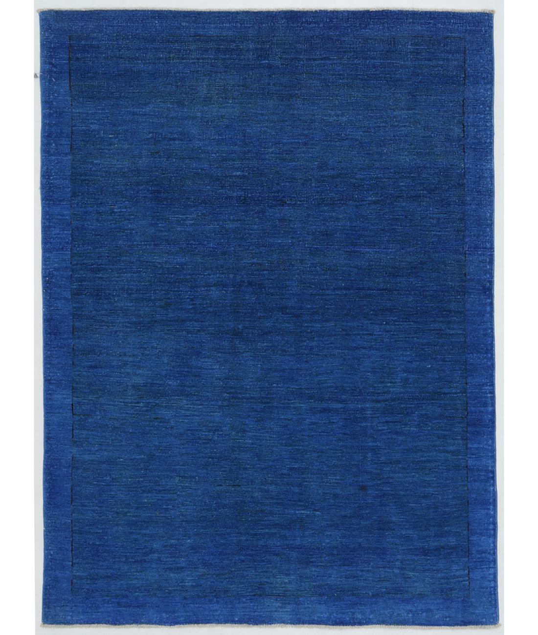 Hand Knotted Overdye Wool Rug - 4'9'' x 6'5'' 4' 9" X 6' 5" ( 145 X 196 ) / Blue / Blue