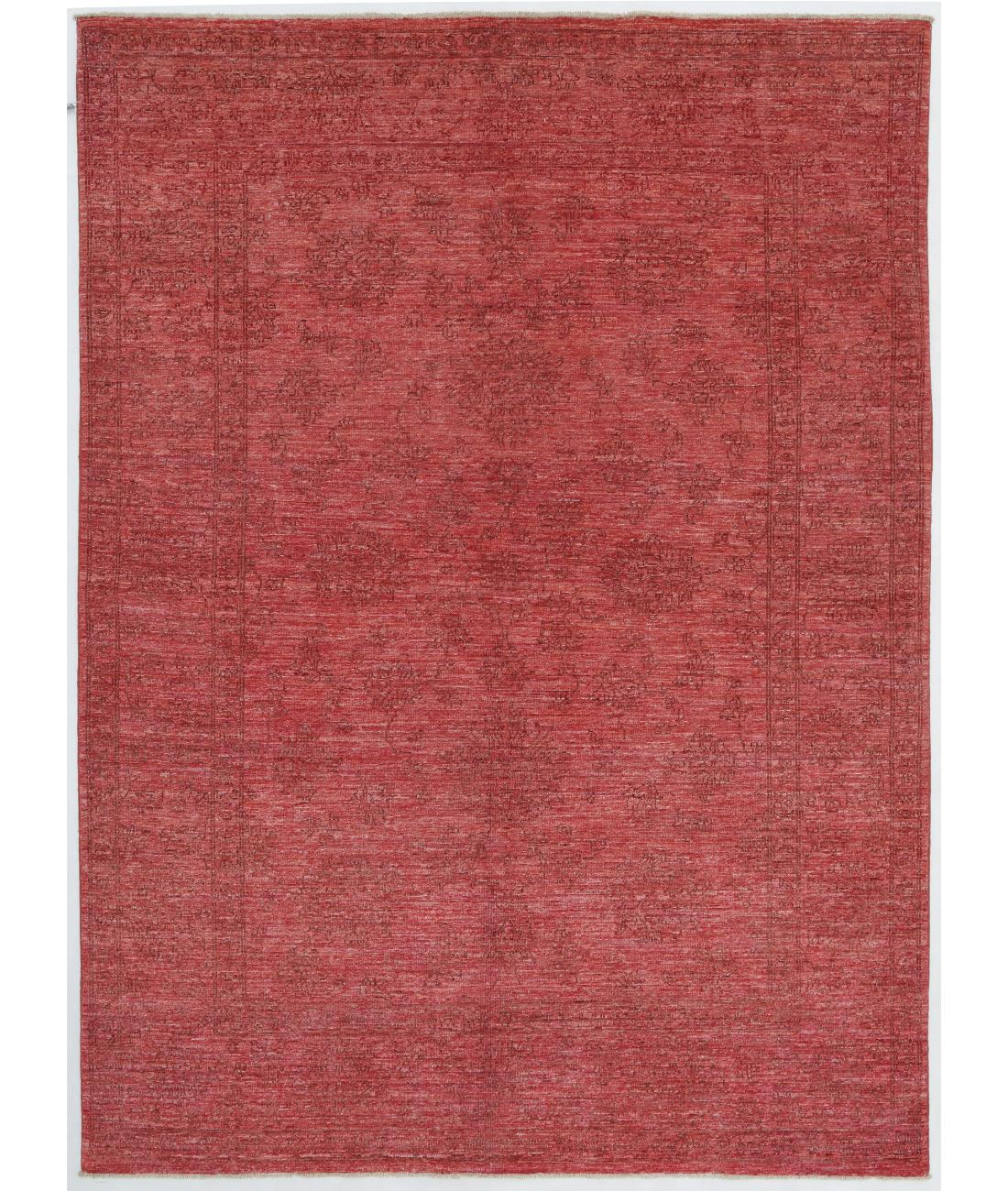 Hand Knotted Overdye Wool Rug - 5'8'' x 7'8'' 5' 8" X 7' 8" ( 173 X 234 ) / Red / Black