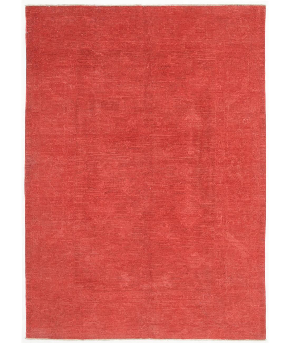 Hand Knotted Overdye Wool Rug - 6'2'' x 8'7'' 6' 2" X 8' 7" ( 188 X 262 ) / Red / Red