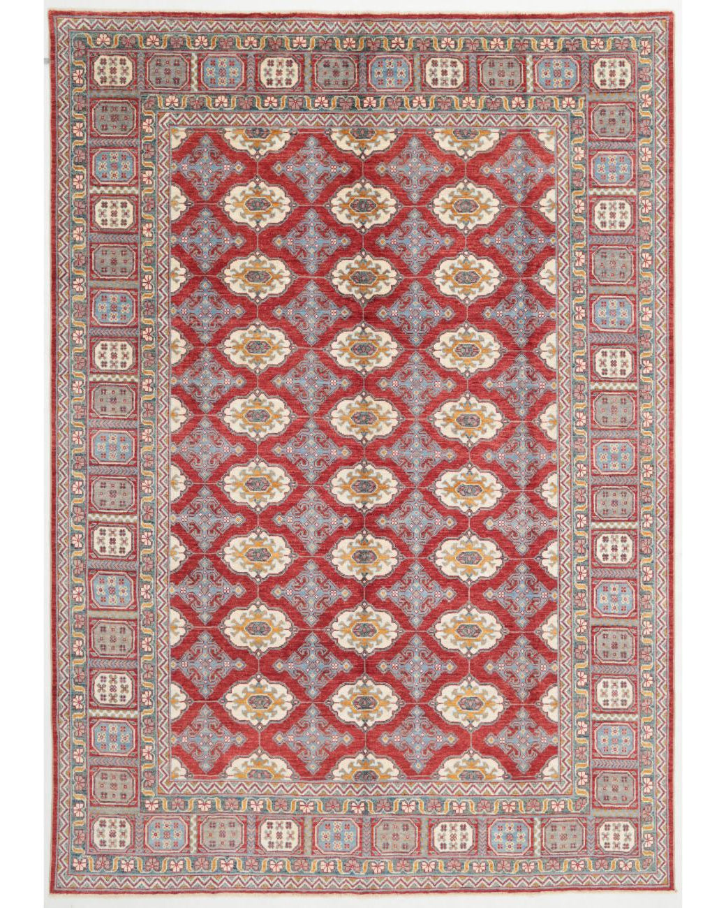 Hand Knotted Oushak Wool Rug - 9'4'' x 13'1'' 9' 4" X 13' 1" ( 284 X 399 ) / Red / Blue