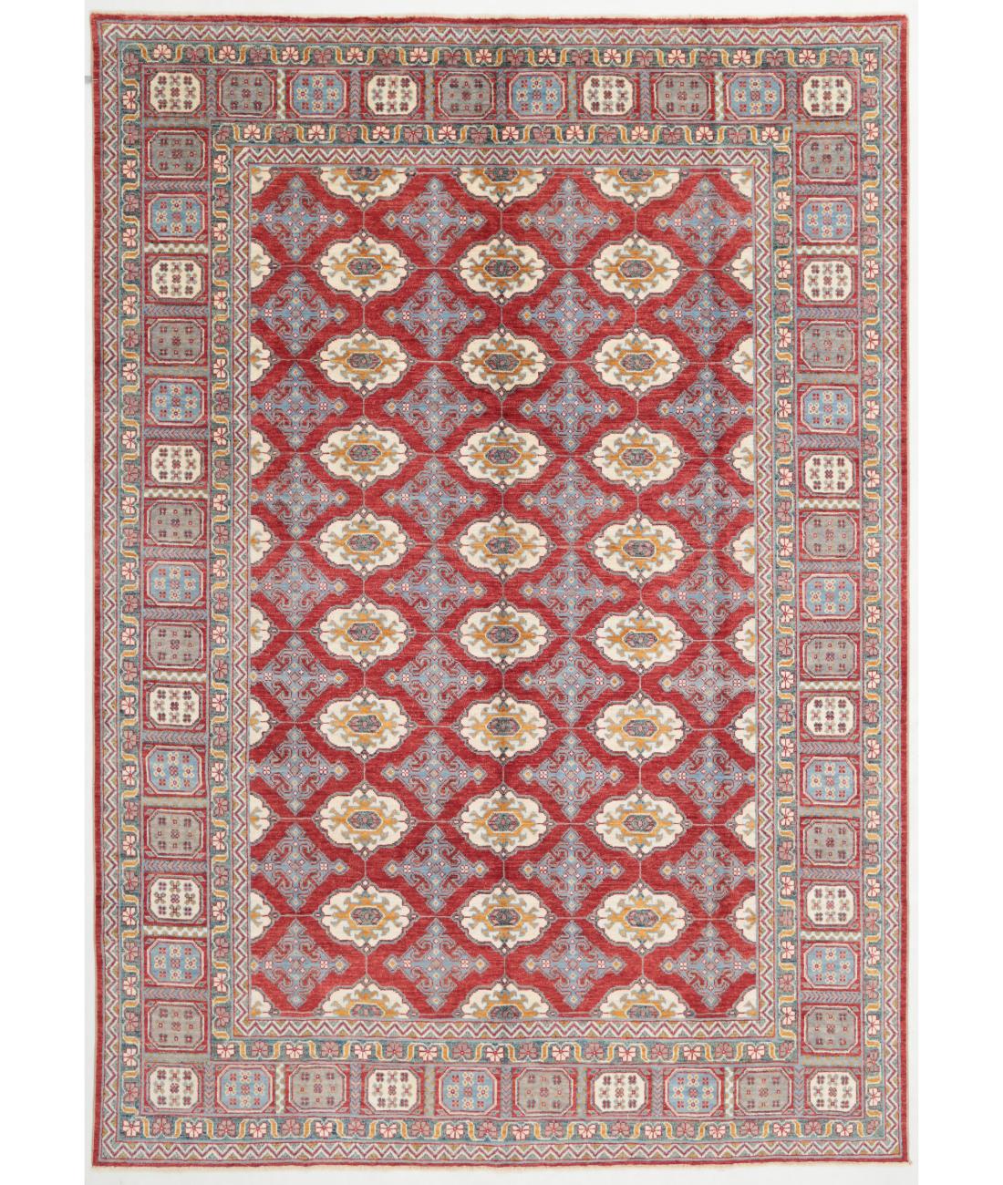 Hand Knotted Oushak Wool Rug - 9'4'' x 13'1'' 9' 4" X 13' 1" ( 284 X 399 ) / Red / Blue