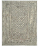 Hand Woven Natural Kilim Wool Kilim Rug - 9'9'' x 12'11'' 9' 9" X 12' 11" ( 297 X 394 ) / Grey / Ivory