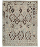 Hand Woven Natural Kilim Wool Kilim Rug - 5'10'' x 7'6'' 5' 10" X 7' 6" ( 178 X 229 ) / Grey / Ivory