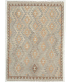 Hand Woven Natural Kilim Wool Kilim Rug - 3'5'' x 4'9'' 3' 5" X 4' 9" ( 104 X 145 ) / Grey / Taupe