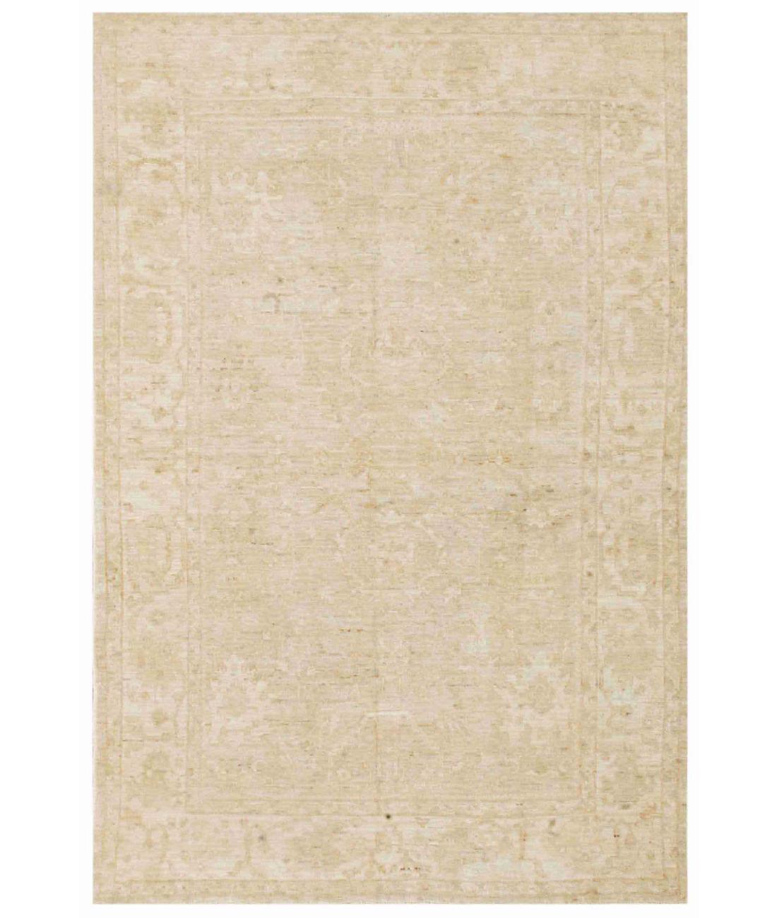 Hand Knotted Oushak Wool Rug - 6'2'' x 9'2'' 6' 2" X 9' 2" ( 188 X 279 ) / Grey / Ivory