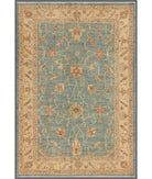 Hand Knotted Ziegler Farhan Wool Rug - 4'10'' x 7'0'' 4' 10" X 7' 0" ( 147 X 213 ) / Teal / Ivory