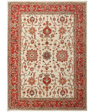 Hand Knotted Ziegler Farhan Wool Rug - 3'11'' x 5'11'' 3' 11" X 5' 11" ( 119 X 180 ) / Ivory / Red