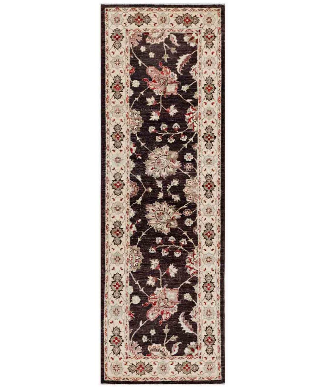 Hand Knotted Ziegler Farhan Wool Rug - 2'6'' x 8'6'' 2' 6" X 8' 6" ( 76 X 259 ) / Brown / Ivory