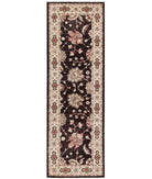 Hand Knotted Ziegler Farhan Wool Rug - 2'6'' x 8'6'' 2' 6" X 8' 6" ( 76 X 259 ) / Brown / Ivory