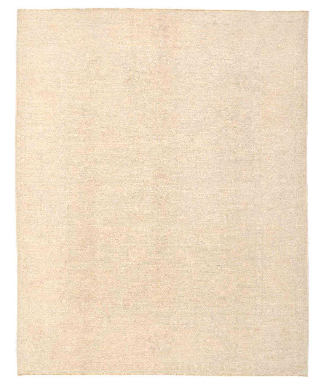 Hand Knotted Oushak Wool Rug - 9'0'' x 11'3'' 9' 0" X 11' 3" ( 274 X 343 ) / Ivory / Grey