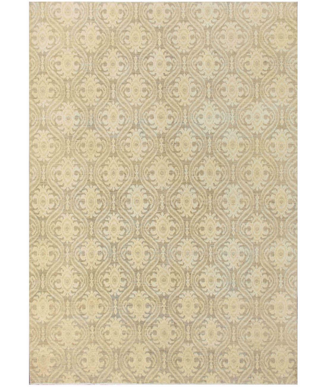 Hand Knotted Artemix Tabriz Wool Rug - 8'11'' x 11'8'' 8' 11" X 11' 8" ( 272 X 356 ) / Ivory / Grey