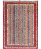 Hand Knotted Shaal Wool Rug - 5'6'' x 7'9'' 5' 6" X 7' 9" ( 168 X 236 ) / Red / Blue