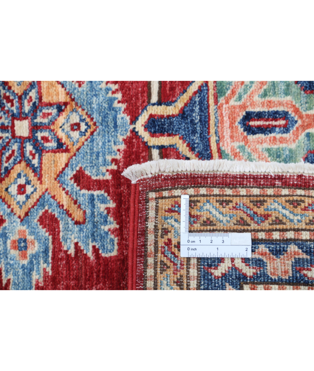 Kazak 3'10'' X 6'0'' Hand-Knotted Wool Rug 3'10'' x 6'0'' (115 X 180) / Red / Ivory