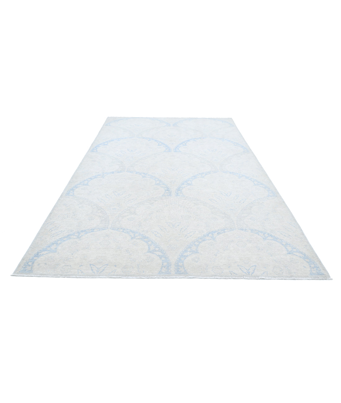 Artemix 6'5'' X 11'11'' Hand-Knotted Wool Rug 6'5'' x 11'11'' (193 X 358) / Ivory / Blue