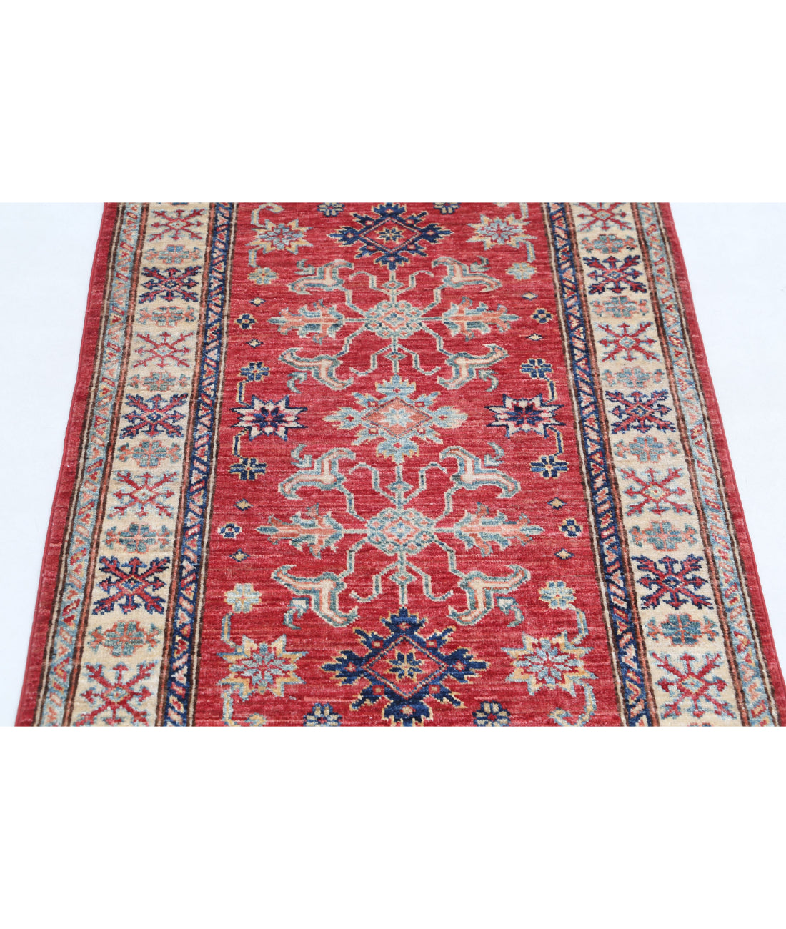 Kazak 2'10'' X 4'0'' Hand-Knotted Wool Rug 2'10'' x 4'0'' (85 X 120) / Red / Ivory