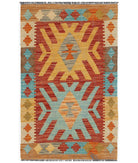 Hand Woven Maimana Kilim Wool Kilim Rug - 1'10'' x 2'11'' 1' 10" X 2' 11" ( 56 X 89 ) / Multi / Multi