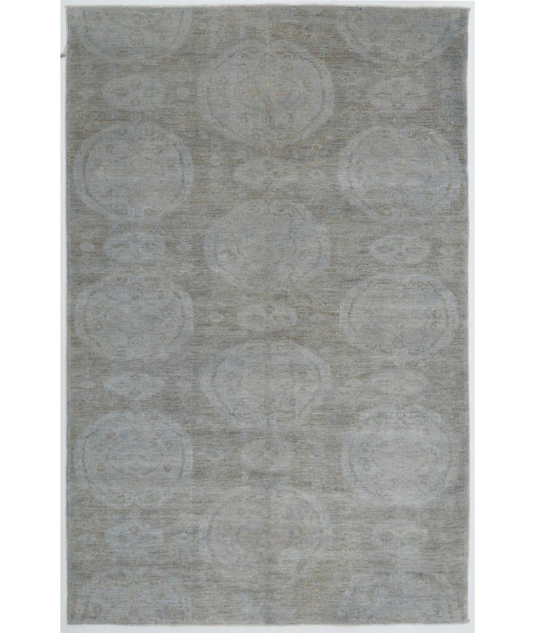 Hand Knotted Overdye Wool Rug - 5'8'' x 8'10'' 5' 8" X 8' 10" ( 173 X 269 ) / Grey / Grey