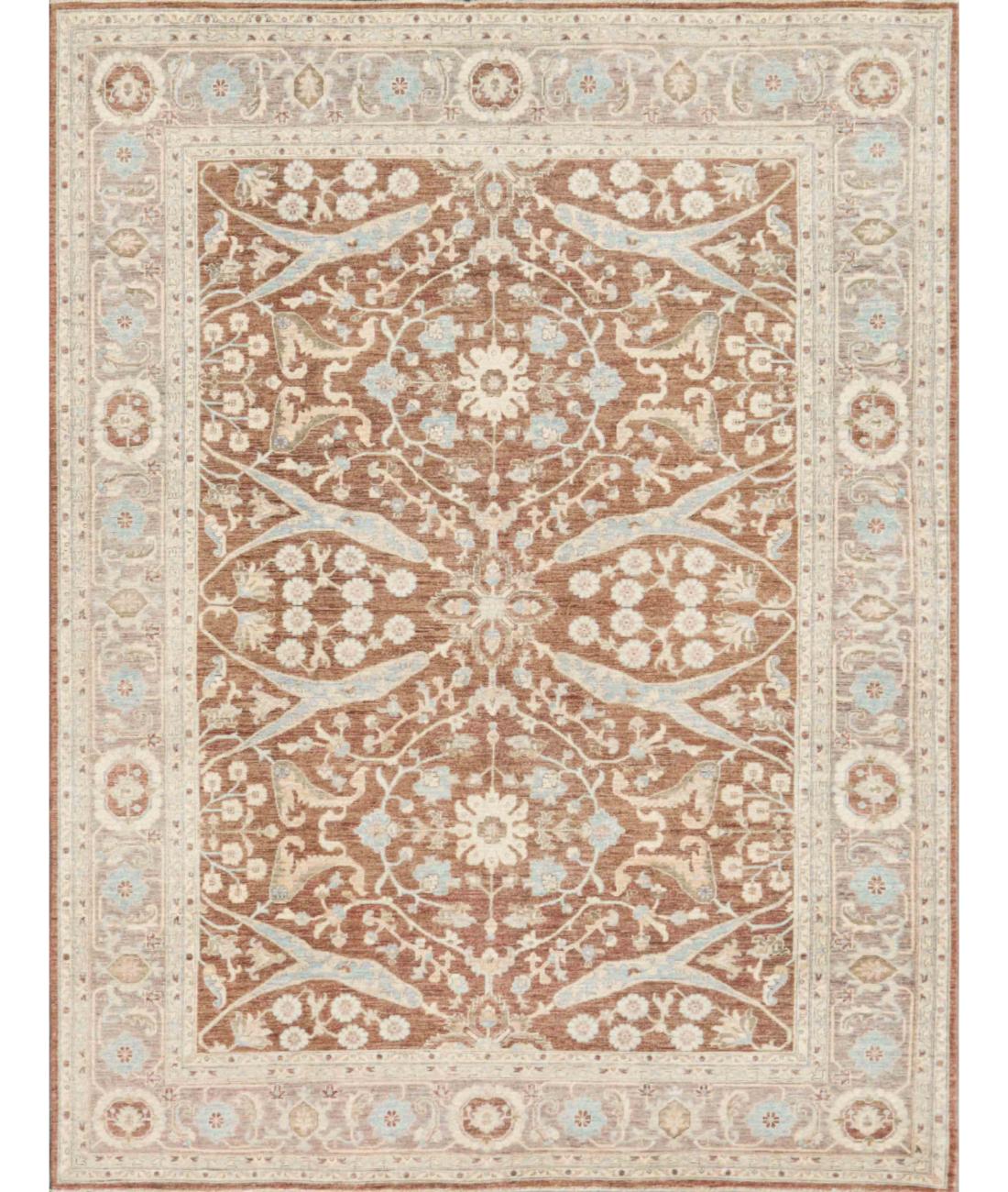 Hand Knotted Ziegler Farhan Wool Rug - 8'0'' x 10'6'' 8' 0" X 10' 6" ( 244 X 320 ) / Brown / Grey