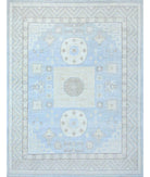 Hand Knotted Khotan Wool Rug - 7'9'' x 10'0'' 7' 9" X 10' 0" ( 236 X 305 ) / Blue / Ivory